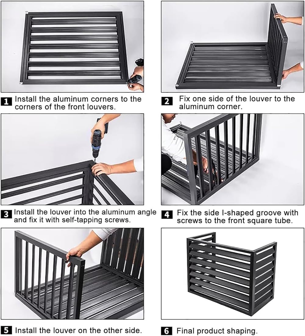 GENERIC Housse En Aluminium Pour Climatiseur à 3 Panneaux Pour Climatiseurs Extérieurs, Réduction Du Bruit, Résistant Aux Intempéries, 110 X 80 X 60 Cm, Marron