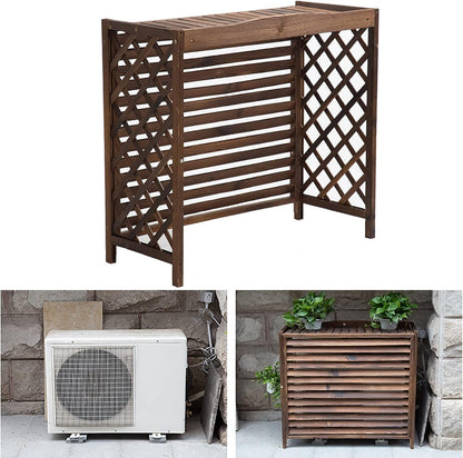 GENERIC Housse De Protection Pour Climatiseur D'extérieur En Bois Massif Et Clôture Décorative Pour Radiateur à Vapeur, Résistant Aux Intempéries, Support De Présentation élégant Pour Fleurs
