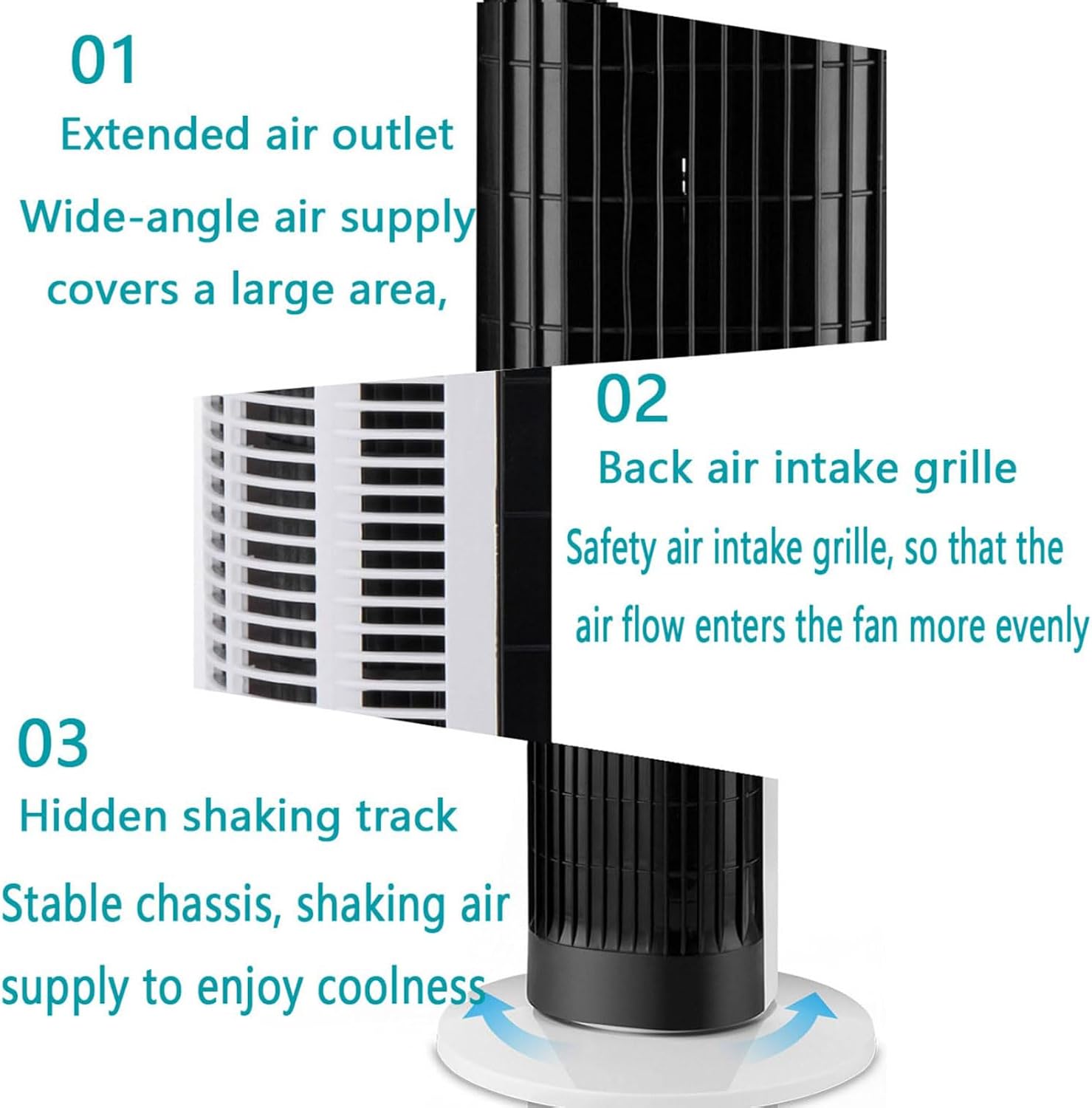 GENERIC Climatiseur Portable 3 En 1 : Refroidisseur D'air Par Évaporation, Ventilateur Tour Oscillant À 80°, 3 Vitesses, Minuterie 7 Heures, Ventilateur Silencieux, Circulateur D'air Pour La Maison