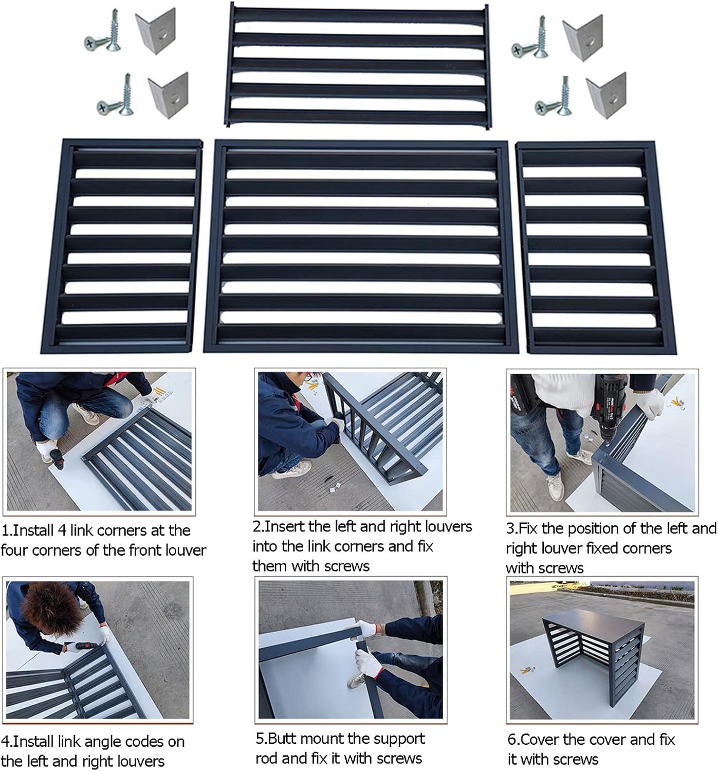 GENERIC Housse De Protection En Aluminium Pour Unité De Climatisation Extérieure - Protection Contre Les Intempéries - Pour Pompe à Chaleur - Équipement Extérieur - Grille De Protection Pour Climatiseur