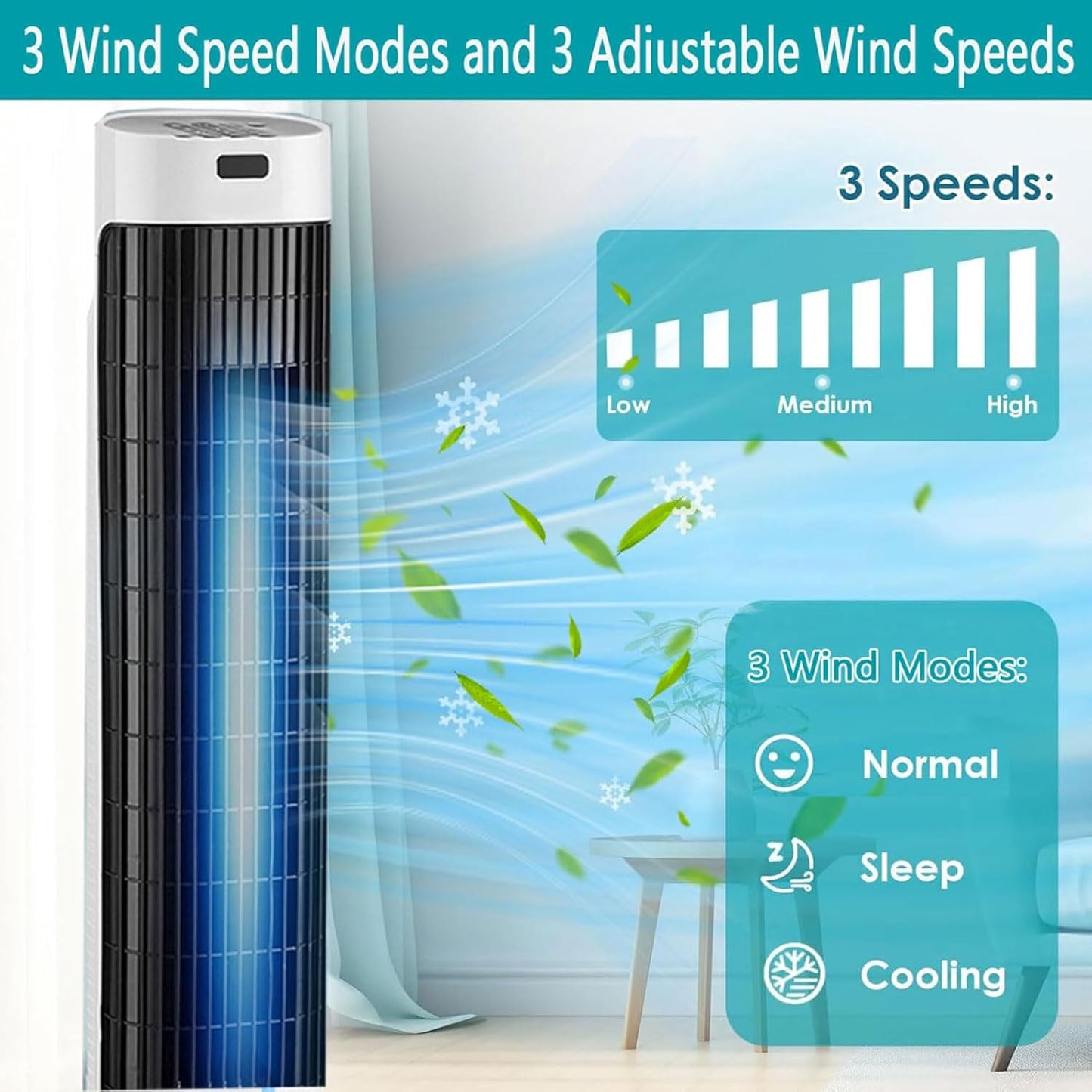 GENERIC Climatiseur Portable 3 En 1 : Refroidisseur D'air Par Évaporation, Ventilateur Tour Oscillant À 80°, 3 Vitesses, Minuterie 7 Heures, Ventilateur Silencieux, Circulateur D'air Pour La Maison