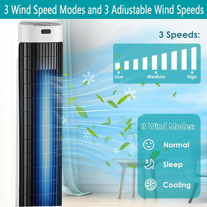 GENERIC Climatiseur Portable 3 En 1 : Refroidisseur D'air Par Évaporation, Ventilateur Tour Oscillant À 80°, 3 Vitesses, Minuterie 7 Heures, Ventilateur Silencieux, Circulateur D'air Pour La Maison