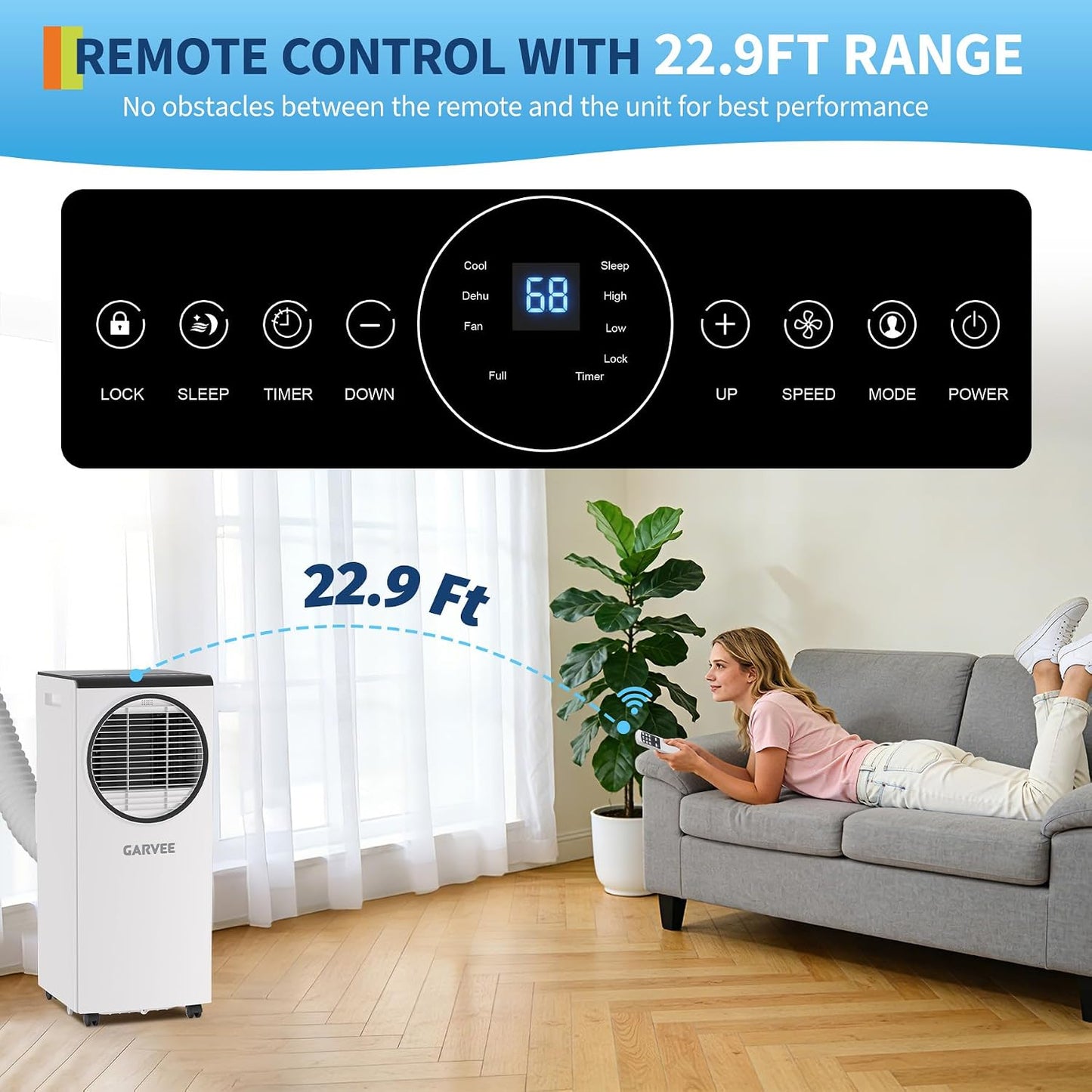  Garvee Climatiseur Mobile, 8000 BTU, Unité AC Portable Avec Déshumidificateur, Ventilateur Et Télécommande, Climatiseur Intérieur économe En énergie Pour Des Pièces Jusqu'à 350 °C