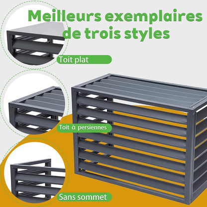  Couverture De Climatiseur De Pompe À Chaleur Convient Pour L'unité Extérieure Du Climatiseur Support De Fleur Climatiseur En Aluminium Blanc Louver Haut-L110*W60*H80(2~3P)