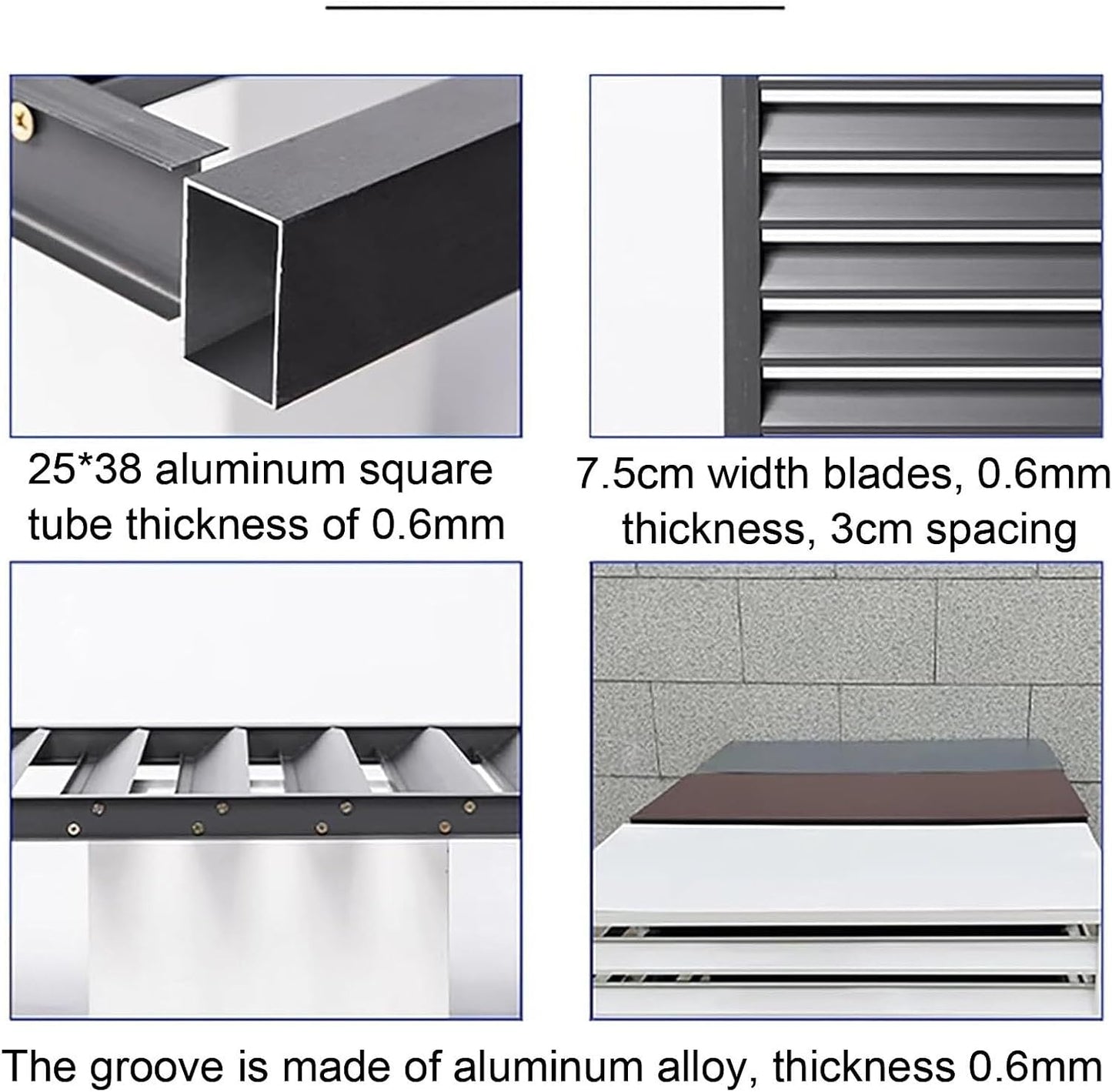 GENERIC Clôture D'intimité Pour Climatiseur Extérieur - Couverture En Aluminium Pour Climatiseurs - Gris - 110 Cm - Écran Extérieur Pour Dissimuler Les Climatiseurs Et Améliorer L'esthétique De La Cour