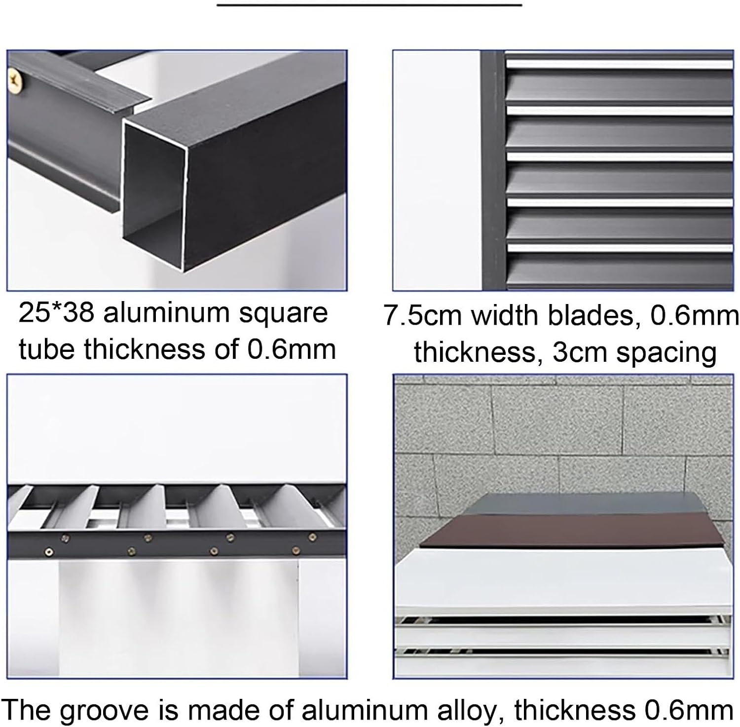 GENERIC Clôture D'intimité Pour Climatiseur Extérieur - Couverture En Aluminium Pour Climatiseurs - Gris - 110 Cm - Écran Extérieur Pour Dissimuler Les Climatiseurs Et Améliorer L'esthétique De La Cour