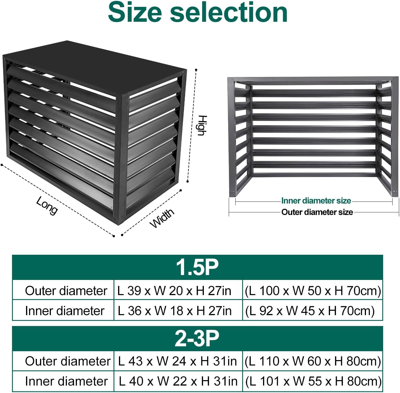 GENERIC Housse De Protection En Aluminium Pour Climatiseur Extérieur - Mini Condensateur Divisé - Résistant Aux Intempéries - Pour 2 Systèmes 3P - Blanc Et Design élégant