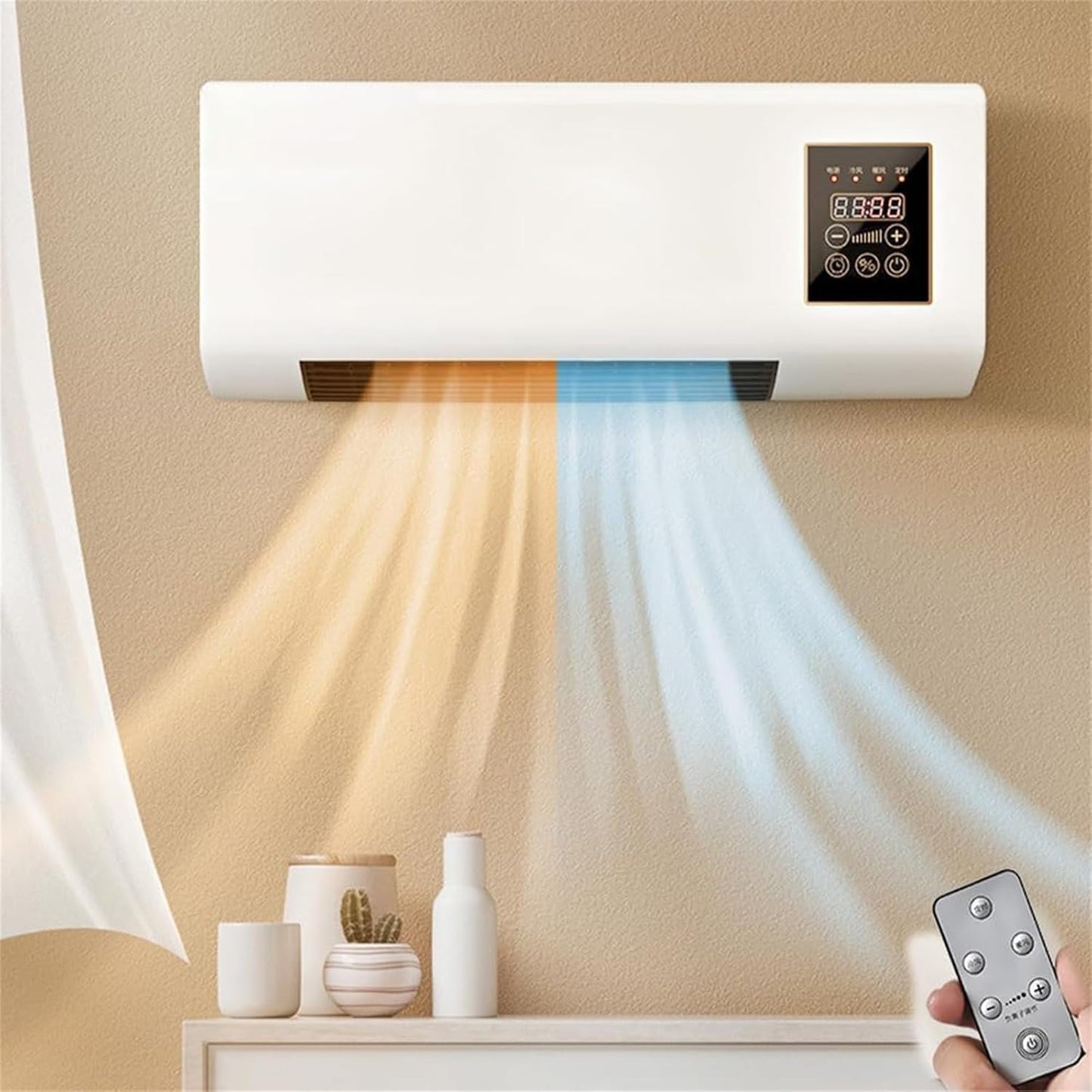  Mini Climatiseur Split Avec Télécommande, Machine Murale Portable Pour Chambre à Coucher Et Bureau, Fonctionnement Du Silencier, Minuterie 8h, Refroidissement Et Chauffage, Compact Et Efficace Sur Le