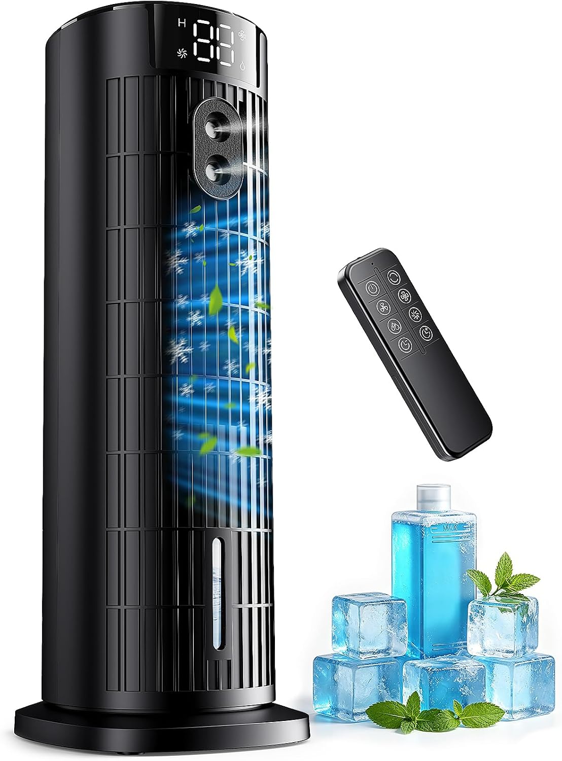  Climatiseur Portable, Refroidisseur D'air Portable, Mini Climatiseur Mobile Avec Réservoir D'eau, Mode De Pulvérisation, Minuterie, Vitesses De Ventilateur, Pour Chambre à Coucher, Bureau, Cuisine