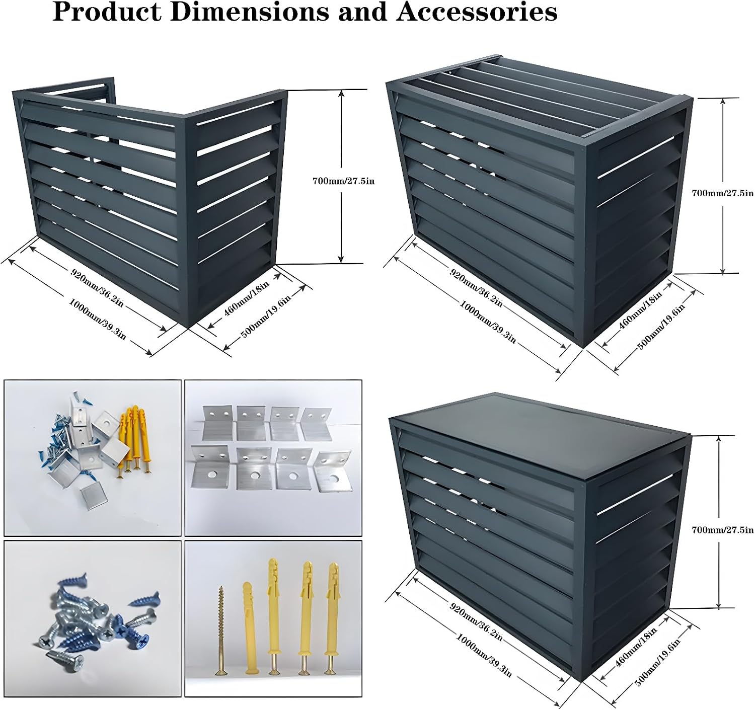GENERIC Housse De Climatiseur D'extérieur En Aluminium – Antirouille Avec Persiennes – Design Autonome Pour Protéger Contre La Déformation, Idéale Pour Les Patios Et Les Cours.