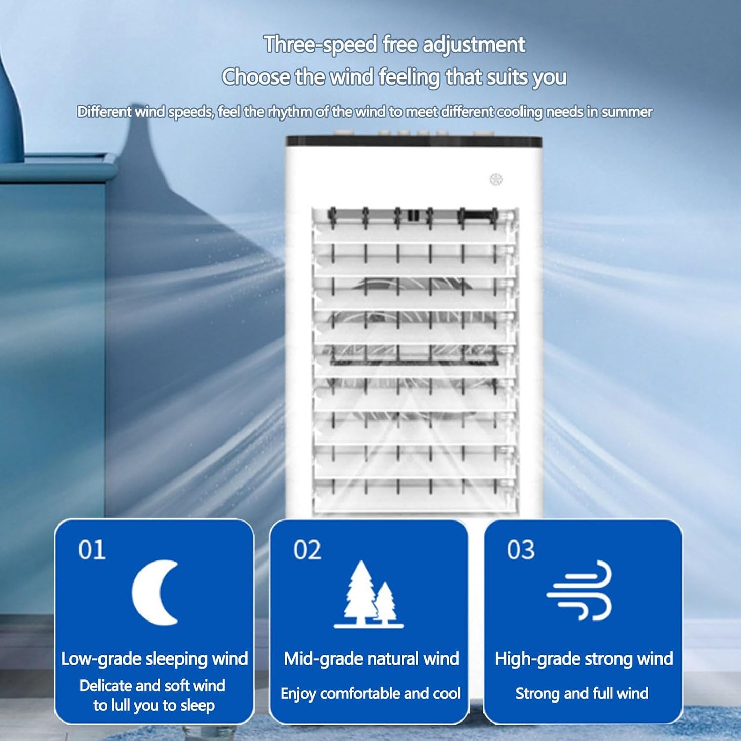 GENERIC Refroidisseur D'air Portable Compact Avec 3 Vitesses Et Brive, Ventilateur D'évaporation Ultra Silencieux Pour Le Bureau à Domicile, Télécommande, Réservoir D'eau De Remplissage Supérieur, Dispositif
