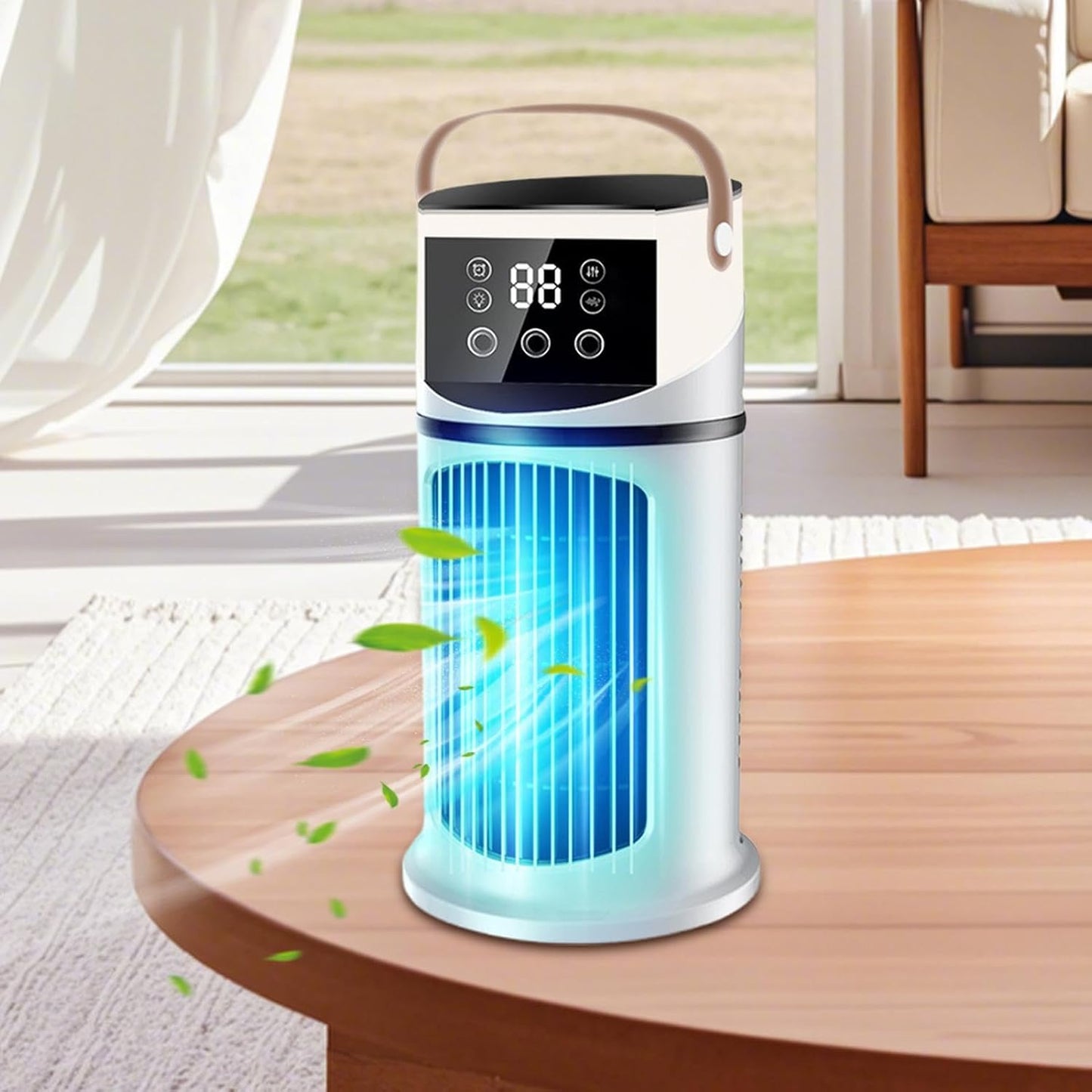  Climatiseur De Bureau – 6,1 X 6,1 X 10,63 Pouces, Unité Portable En ABS, Machine De Brumisation Purifiante Réglable À Neuf Vitesses, Ventilateur De Refroidissement Personnel, Refroidisseur D'air Par É
