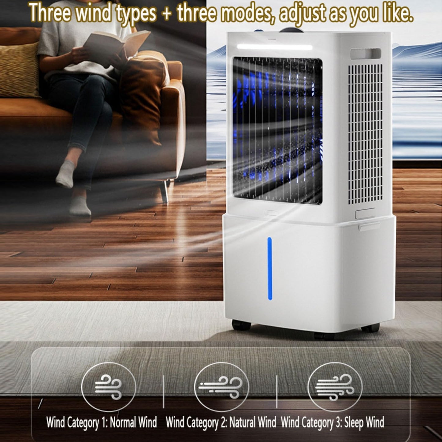  Refroidisseur Par évaporation Avec 3 Vitesses Ventilateur Portable Mobile Sans Évacuation Réservoir D’Eau 25L Minuterie12H Silencieux Climatiseur Mobile Portable Pour Appartement Chambre