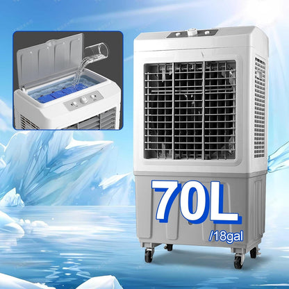  Climatiseur à évaporation, Refroidisseur D'air à Oscillation De 120°, 3 Vitesses De Vent Pour Une Utilisation En Intérieur Et En Extérieur