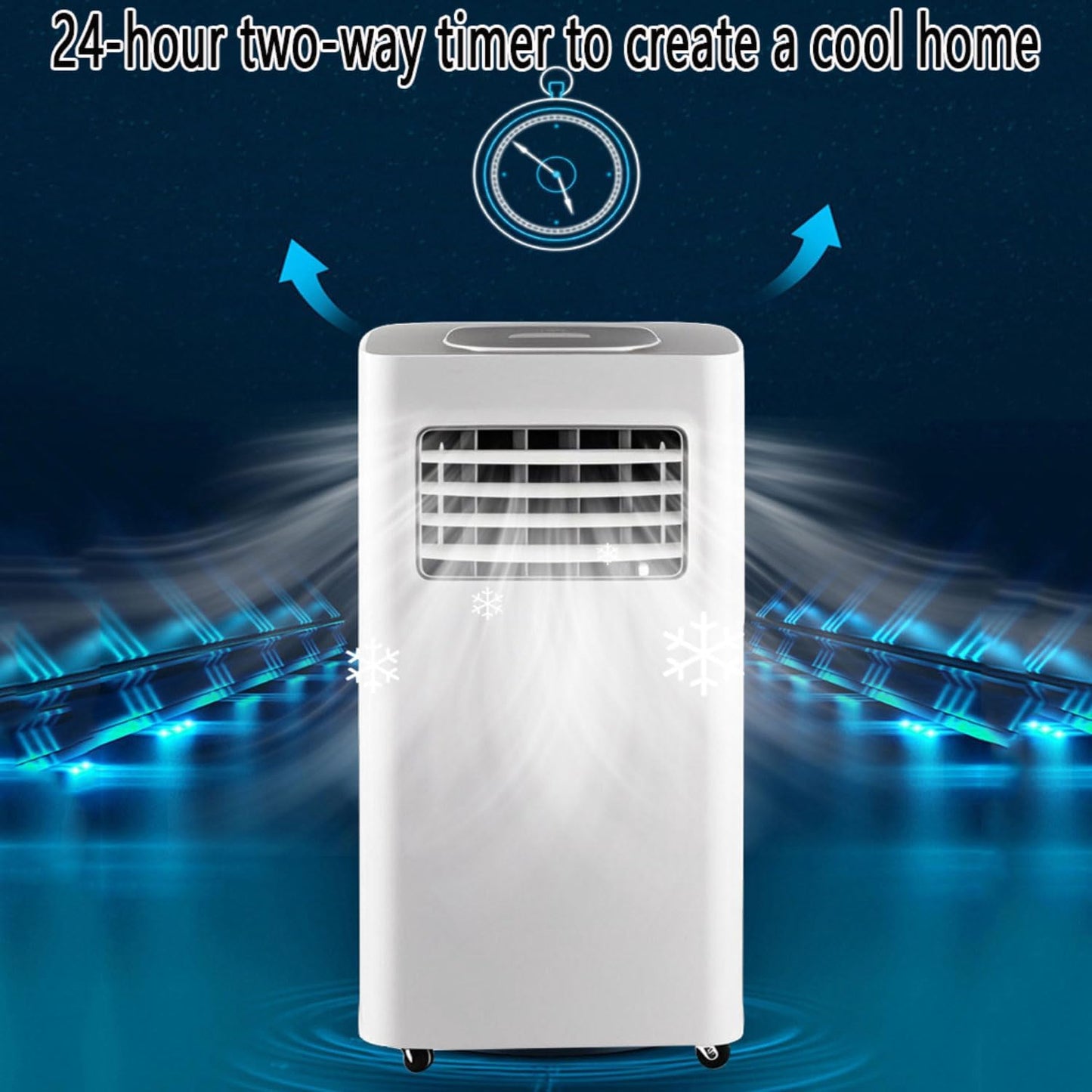 GENERIC Climatiseur Portable 8000 BTU AC Avec Ventilateur Frais, Minuterie 24 H, Kit De Fenêtre, 2 Vitesses, Oscillation à 120°, Couvre 300 M²