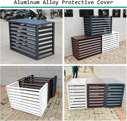  Housse Noire Pour Climatiseur Extérieur – Séparateur D'espace à Persiennes En Aluminium Pour Clôtures De Poubelles, Porte-fleurs Et Volets – Protection Et Décoration élégantes Pour Unité De