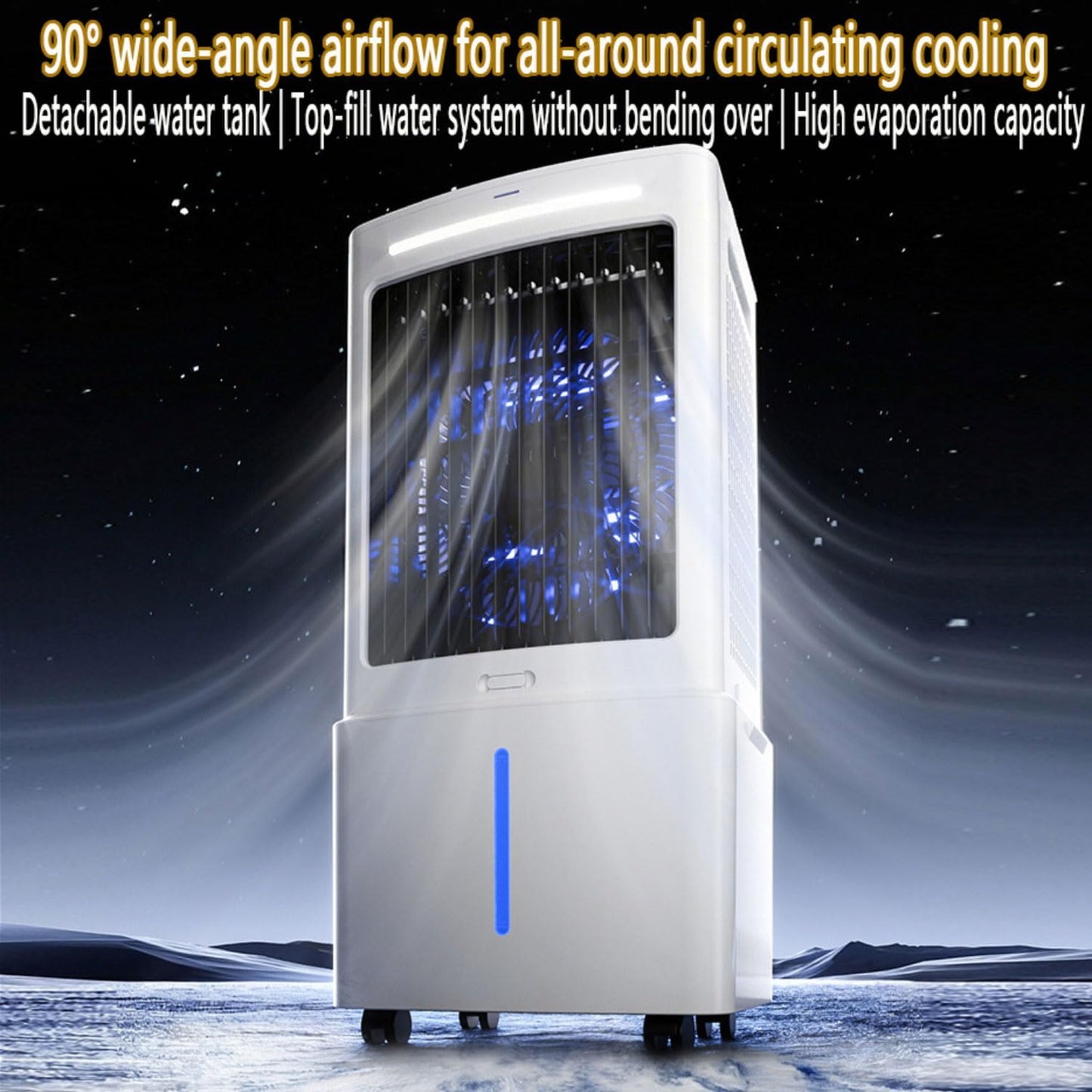  Refroidisseur Par évaporation Avec 3 Vitesses Ventilateur Portable Mobile Sans Évacuation Réservoir D’Eau 25L Minuterie12H Silencieux Climatiseur Mobile Portable Pour Appartement Chambre