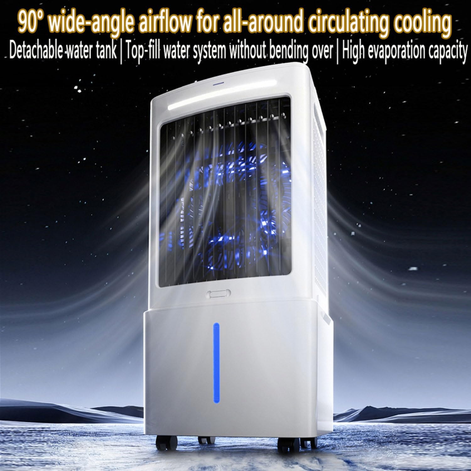  Refroidisseur Par évaporation Avec 3 Vitesses Ventilateur Portable Mobile Sans Évacuation Réservoir D’Eau 25L Minuterie12H Silencieux Climatiseur Mobile Portable Pour Appartement Chambre