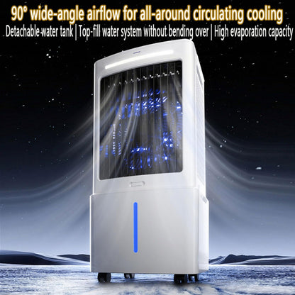  Refroidisseur Par évaporation Avec 3 Vitesses Ventilateur Portable Mobile Sans Évacuation Réservoir D’Eau 25L Minuterie12H Silencieux Climatiseur Mobile Portable Pour Appartement Chambre