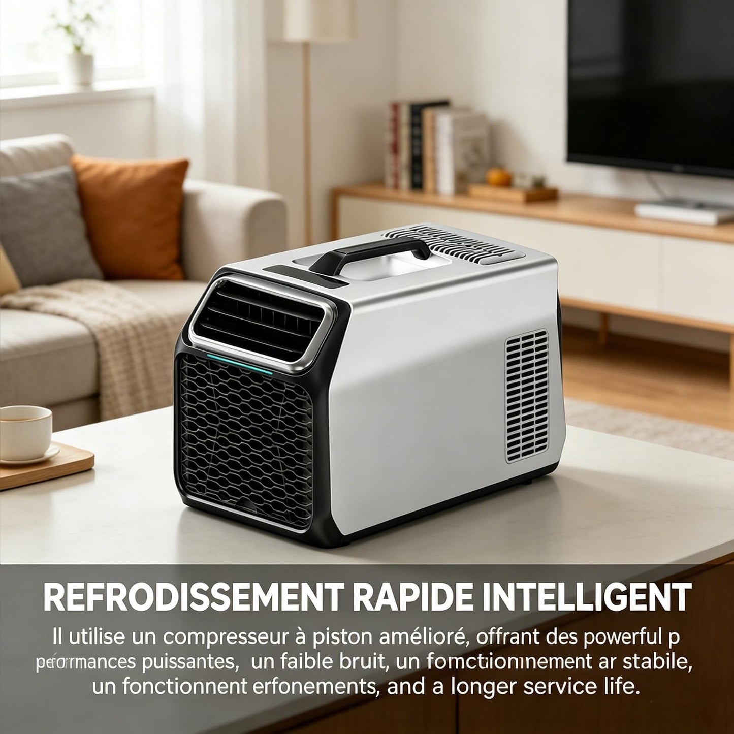  Climatiseur Mobile Silencieux 5000 BTU Pour Camping-Car, Tente Et Camion, Refroidisseur D’Air De Camping Multifonction, Mode Nuit, Minuterie, Télécommande, Usage Intérieur Extérieur Gray