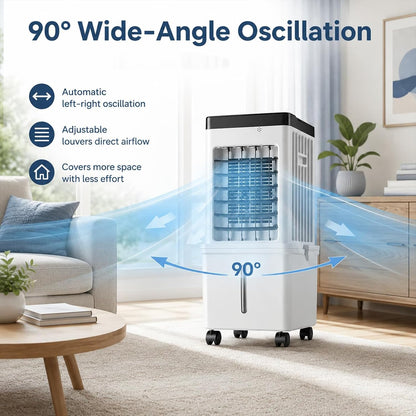  Climatiseur Portable Avec Réservoir 15 L Amovible, Climatiseur Mobile Sans Évacuation, 3 Vitesses, Climatisation Mobile Avec Minuterie 7,5 H Pour Maison Et Bureau