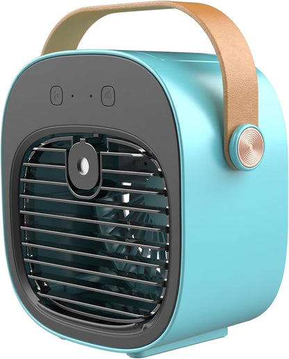  Climatiseur De Voiture, Ventilateur De Refroidissement Personnel à 3 Vitesses Avec Humidificateur, Climatiseur Portable Rechargeable Pour Bureau, Maison, Voiture - Blanc.