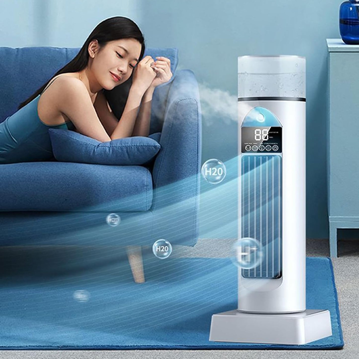  Ventilateur De Refroidissement Pour Climatiseur, Unité De Climatisation Avec Affichage Numérique, Refroidisseur Oscillant Silencieux, 6 Vitesses, Avec Télécommande Et Réservoir D'eau, Minuterie De 6