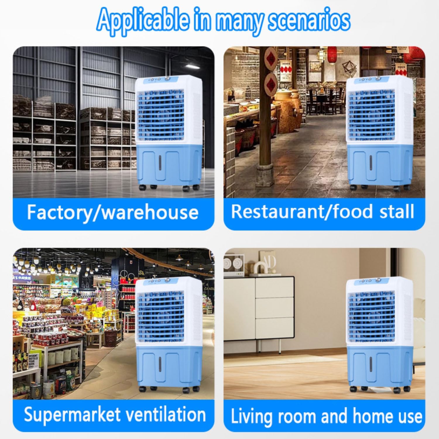 GENERIC Réservoir De Refroidisseur évaporatif 40L, Climatisation Portable Avec Télécommande, Pivotant à 120°, Calme Jusqu'à 40dB, Idéal Pour Le Garage, La Cour Et Le Commerce, Aucun Tuyau Requis