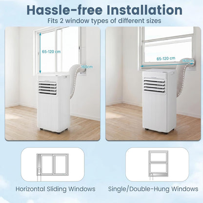  COSTWAY Climatiseur Mobile Silencieux 7000 BTU 2,1kW Wifi, 4 EN 1, Refroidissement, Déshumidificateur, Ventilateur, Mode Sommeil, Minuterie 24 H, Télécommande, Pour Chambre Jusqu'à 32,5 M²