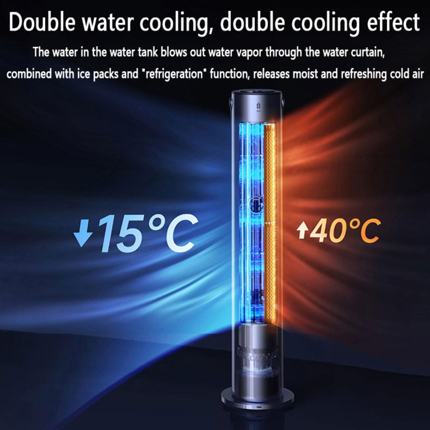 GENERIC Refroidisseur D'air évaporatif Portable Avec Télécommande, 4L Tank & Ice Packs, 12H Timer, Ventilateur De Tour Oscillante Silencieux Pour Chambre à Coucher, Bureau, Refroidissement à La Maison