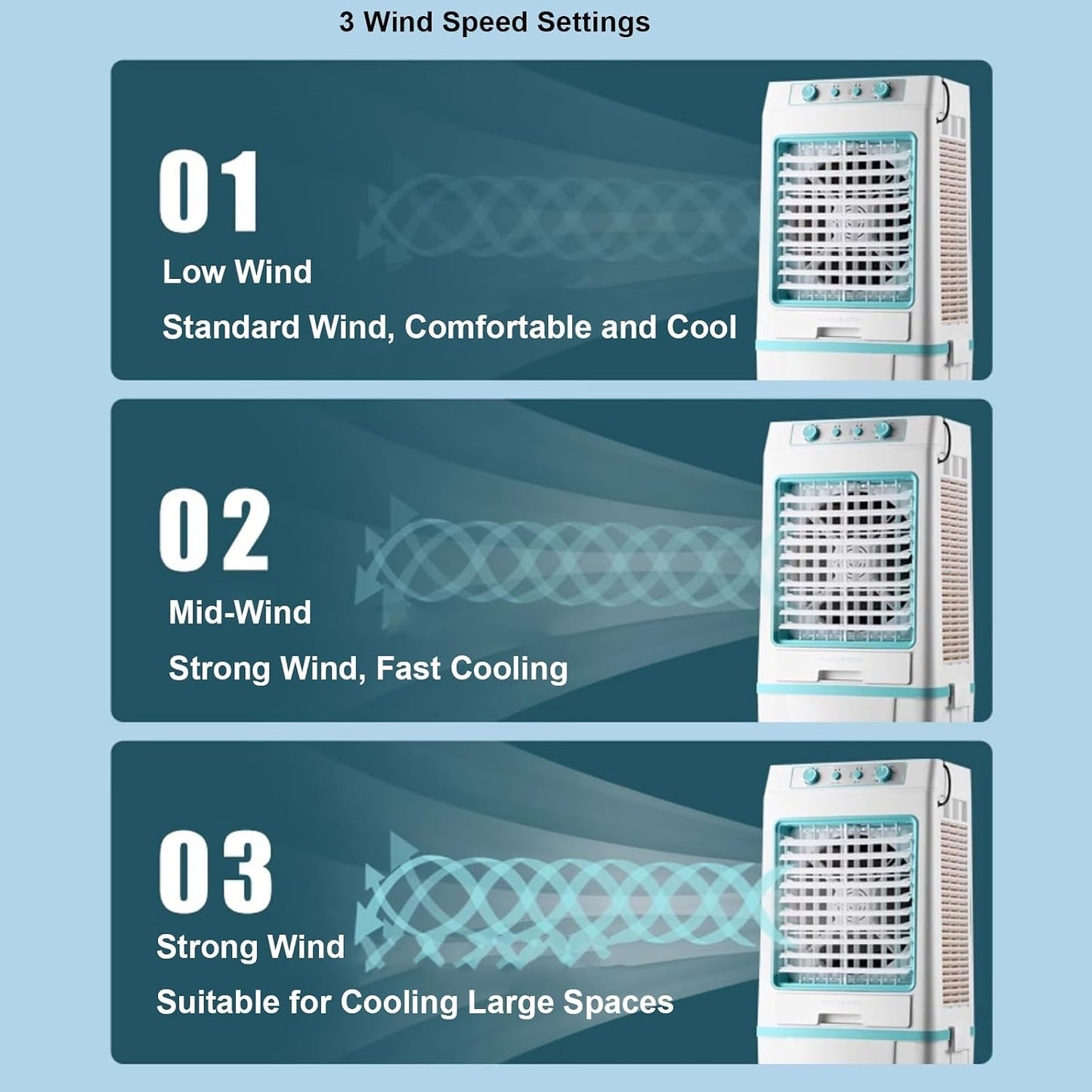  Climatiseur Mobile, Refroidisseur D'air 3 En 1, Réservoir De 40 L, 4 Packs De Glace, 3 Modes Et 3 Vitesses, Climatiseur Mobile Sans Evacuation, 110 Cm