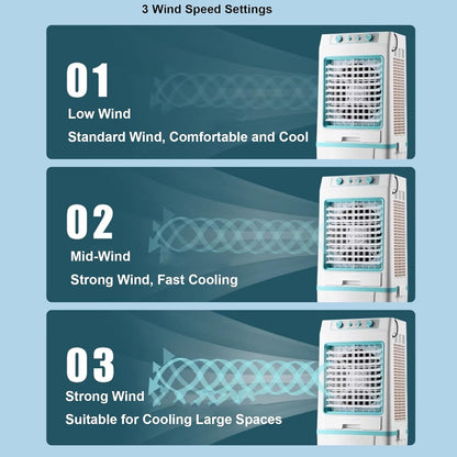 Climatiseur Mobile, Refroidisseur D'air 3 En 1, Réservoir De 40 L, 4 Packs De Glace, 3 Modes Et 3 Vitesses, Climatiseur Mobile Sans Evacuation, 110 Cm