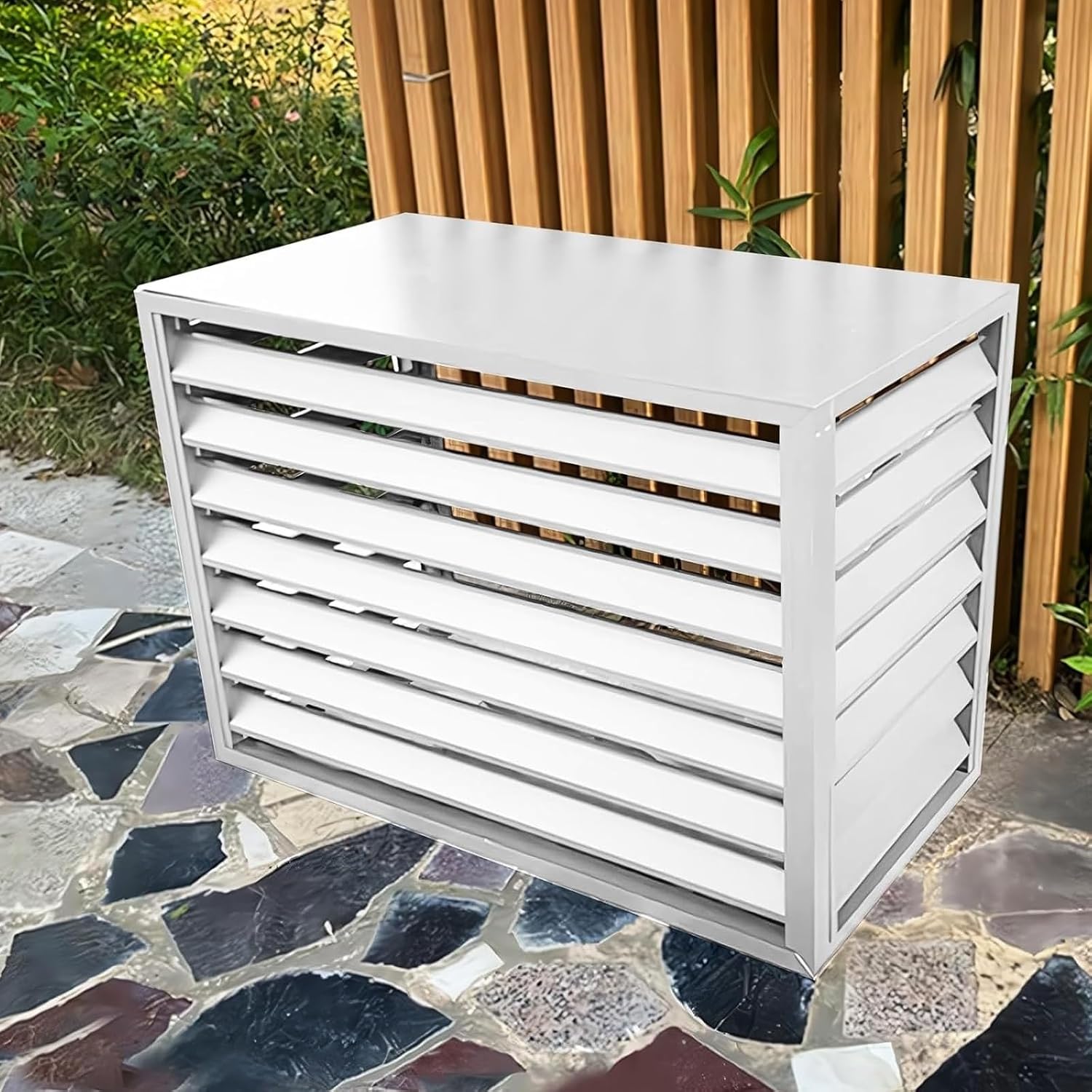 GENERIC Housse De Protection En Aluminium Pour Climatiseur Extérieur - Mini Condensateur Divisé - Résistant Aux Intempéries - Pour 2 Systèmes 3P - Blanc Et Design élégant