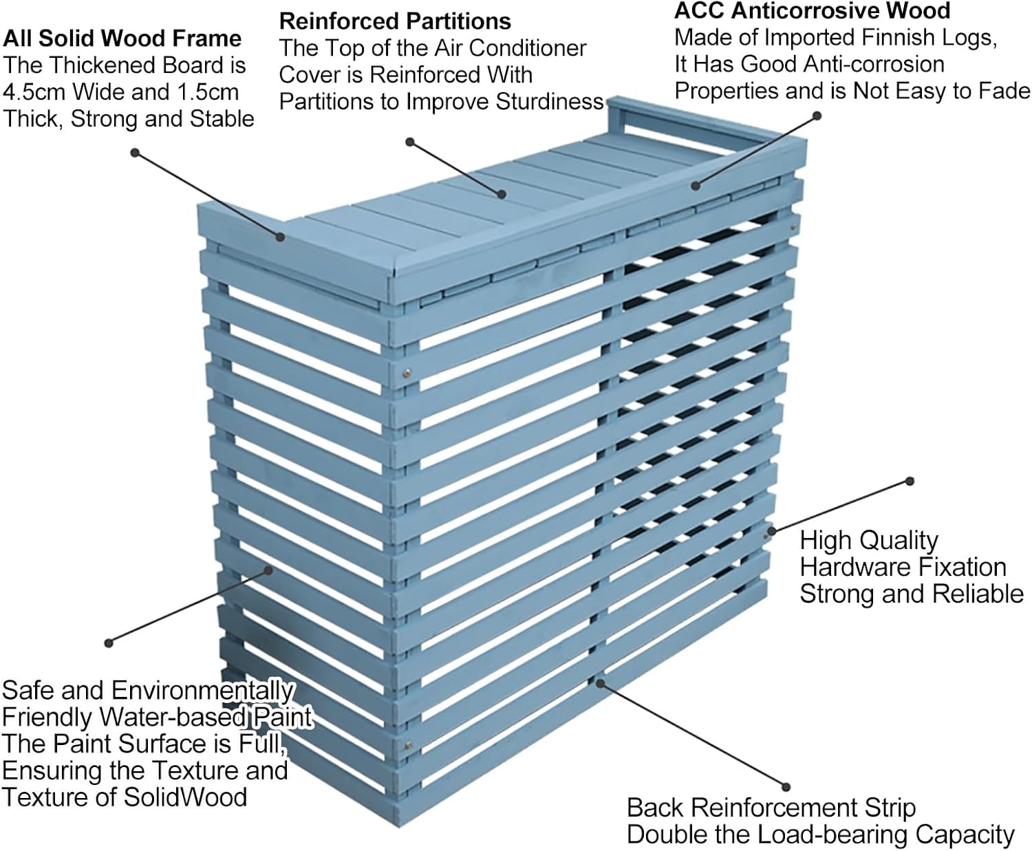 Housse Décorative Pour Climatiseur Pour Clôture Extérieure – Housse élégante En Bois Pour Unité De Climatisation Et Support De Plante Avec Protection Supérieure – Design Résistant Aux Intempéries