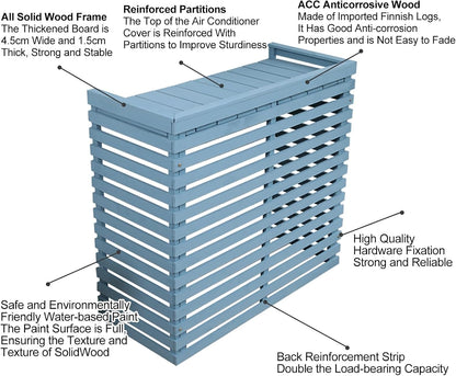  Housse Décorative Pour Climatiseur Pour Clôture Extérieure – Housse élégante En Bois Pour Unité De Climatisation Et Support De Plante Avec Protection Supérieure – Design Résistant Aux Intempéries