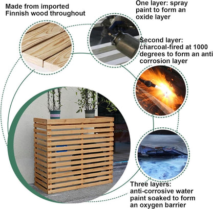 GENERIC Housse De Climatiseur D'extérieur En Bois Pour Cacher L'unité AC, Bouclier Extérieur Résistant Aux Intempéries Pour Climatiseurs, Parfaite Pour Clôture Et Jardin