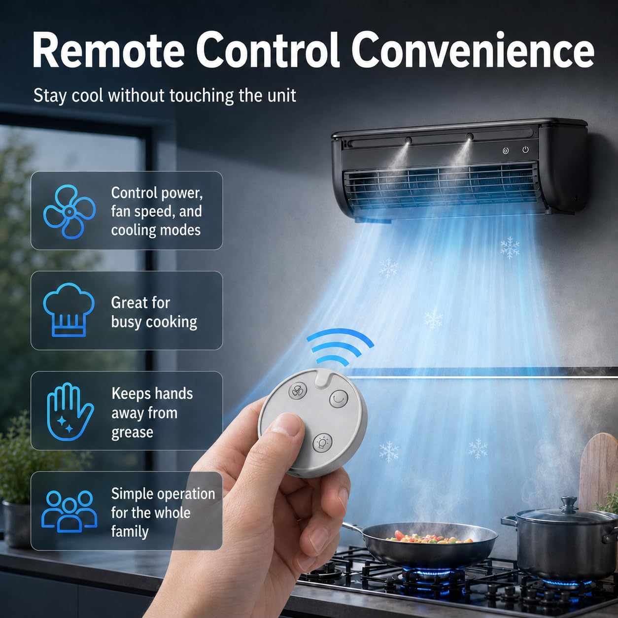  Mini Climatiseur, Unité De Climatisation Portable Sans Conduit, Refroidisseur Mural Sans Perçage Avec Télécommande, Ventilateur 3 Vitesses Pour Cuisine Et Chambre,Noir