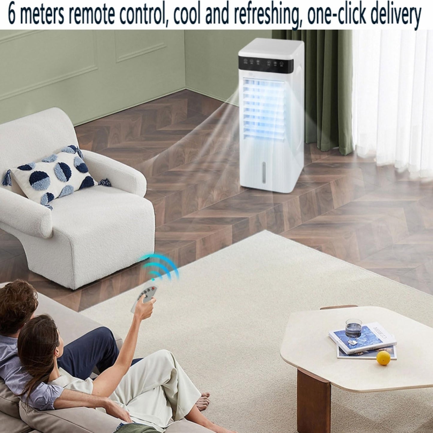 GENERIC Réservoir De Refroidissement à évaporation Portable 5L, Télécommande Et Minuterie, Pivotant à 120°, Calme Pour Le Bureau De La Chambre, Refroidissement Efficace En été
