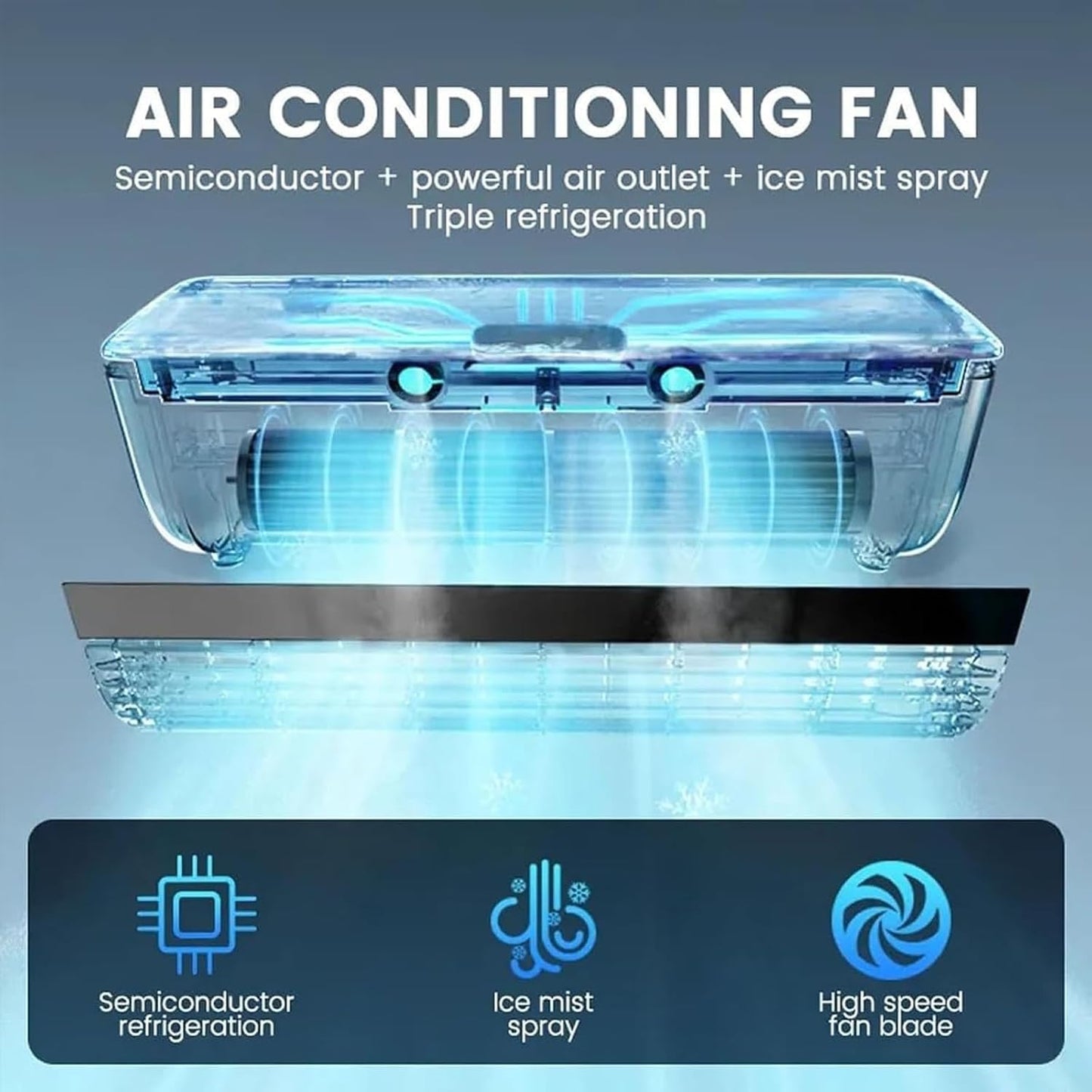  Wireless Charging Air Conditioner, 2025 Nouveau Climatiseur Mural Portable Sans Perçage, Climatiseur Mobile Avec 3 Vitesses & Télécommande, Refroidisseur D'air Pour Cuisine, Chambre (Noir)