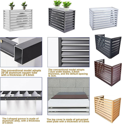 GENERIC Housse De Climatiseur D'extérieur En Aluminium Et Support De Présentation Pour Plantes – Protection Contre Les Intempéries Condensateur Clôture D'intimité Étagère De Rangement Pour Outils De Jardin