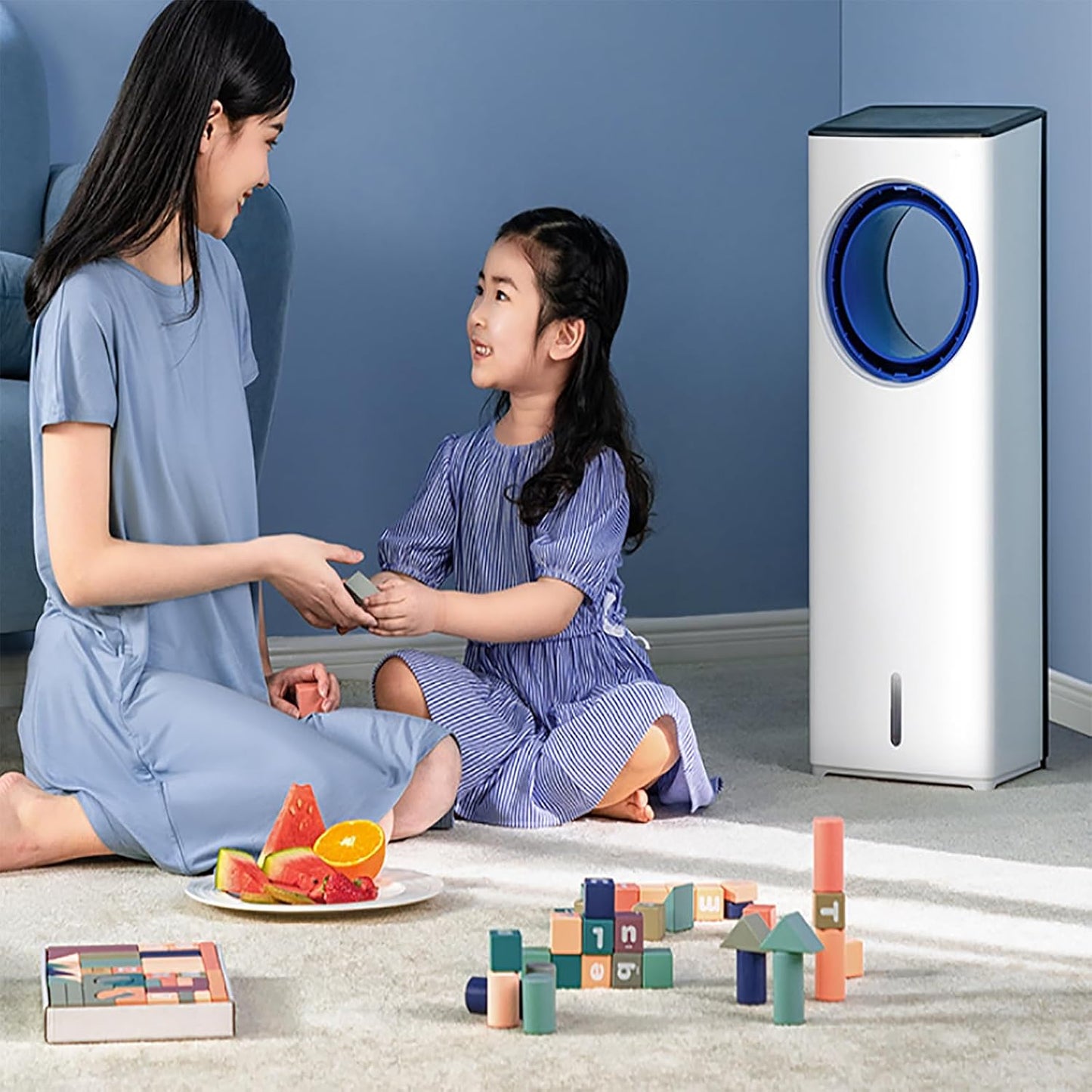  ERICAT Climatiseurs Portables, Refroidisseur D'air Par Évaporation Avec Minuterie De 1 À 8 Heures, Trois Vitesses De Vent Réglables, Rotation À 40°, Conception Sans Rabat, Pour Dortoir, Chambre