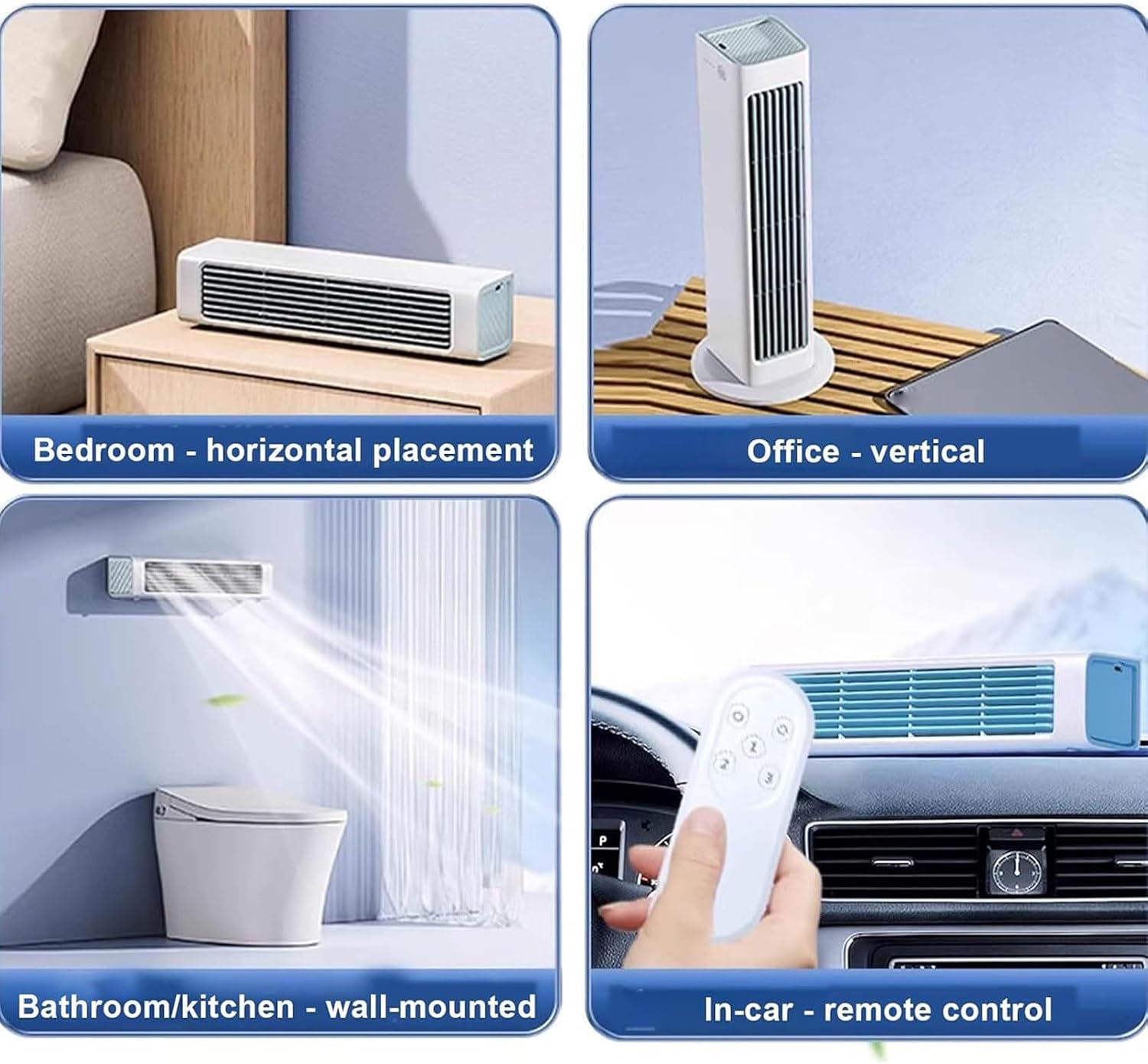 GENERIC Climatiseur Portable Avec 3 Vitesses, Télécommande Sans Fil, Diffuseur D'air à Longue Portée Pour Rafraîchir Une Pièce, Une Chambre, Un Bureau, à Poser Sur Un Bureau Ou à Fixer Au Mur