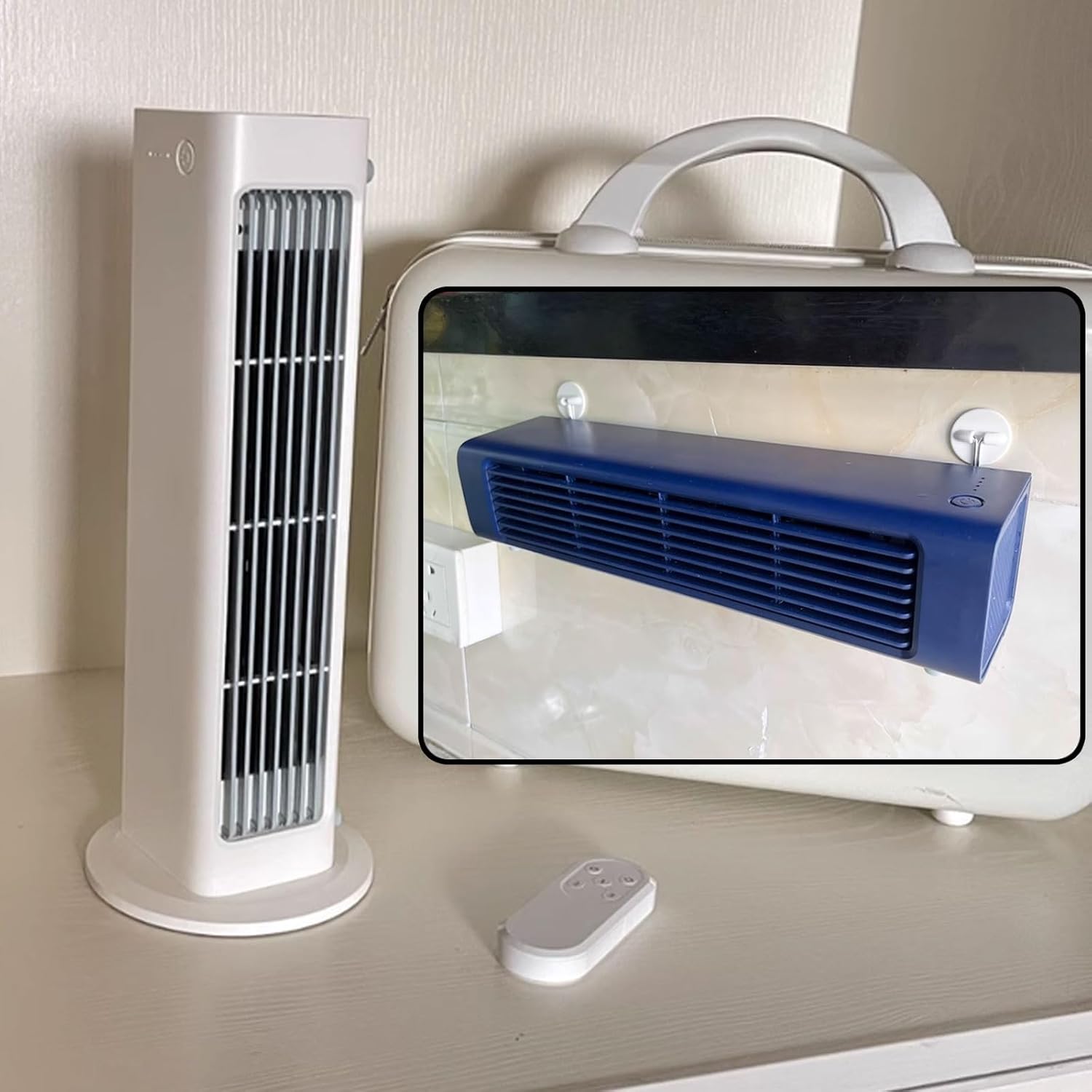  Ventilateur De Support Mural Sans Fenêtre Nécessaire, Circulateur D'air Sans Lame Portable Avec Télécommande, Système De Refroidissement De Bureau Silencieux Pour Le Dortoir De Bureau De Chambre à Cou