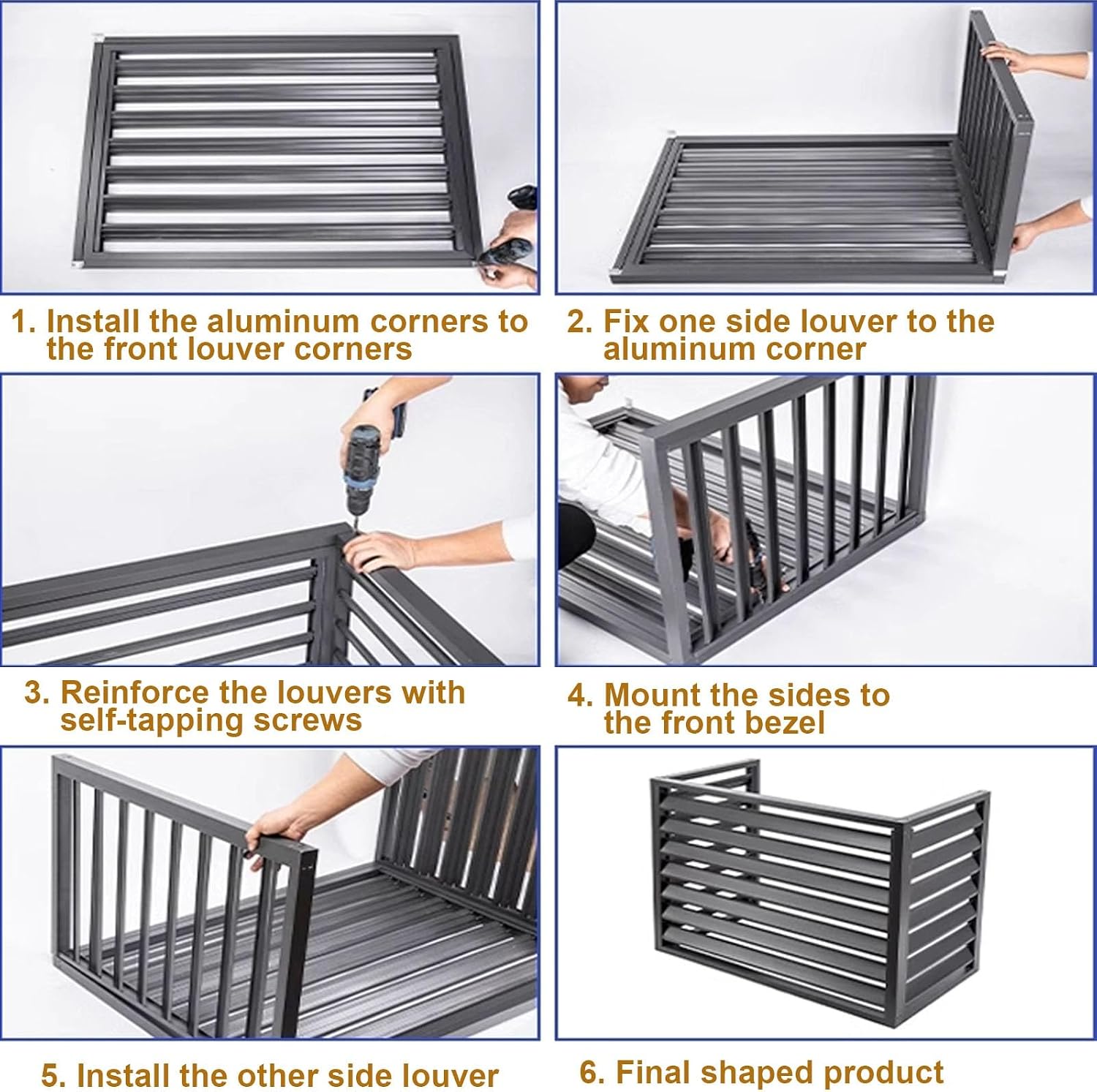 GENERIC Housse De Climatiseur Extérieur – Protection Contre La Pluie En Alliage D'aluminium Pour Unités De Fenêtre Pour Une Utilisation En Intérieur Et En Extérieur – Gris – Cachez Votre Unité AC Avec