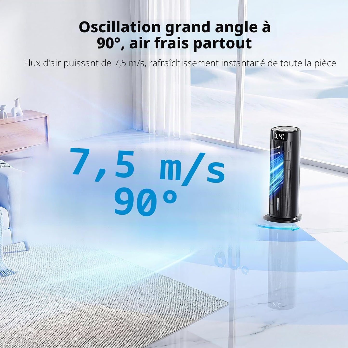  Climatiseur Portable, Refroidisseur D'air Portable, Mini Climatiseur Mobile Avec Réservoir D'eau, Mode De Pulvérisation, Minuterie, Vitesses De Ventilateur, Pour Chambre à Coucher, Bureau, Cuisine