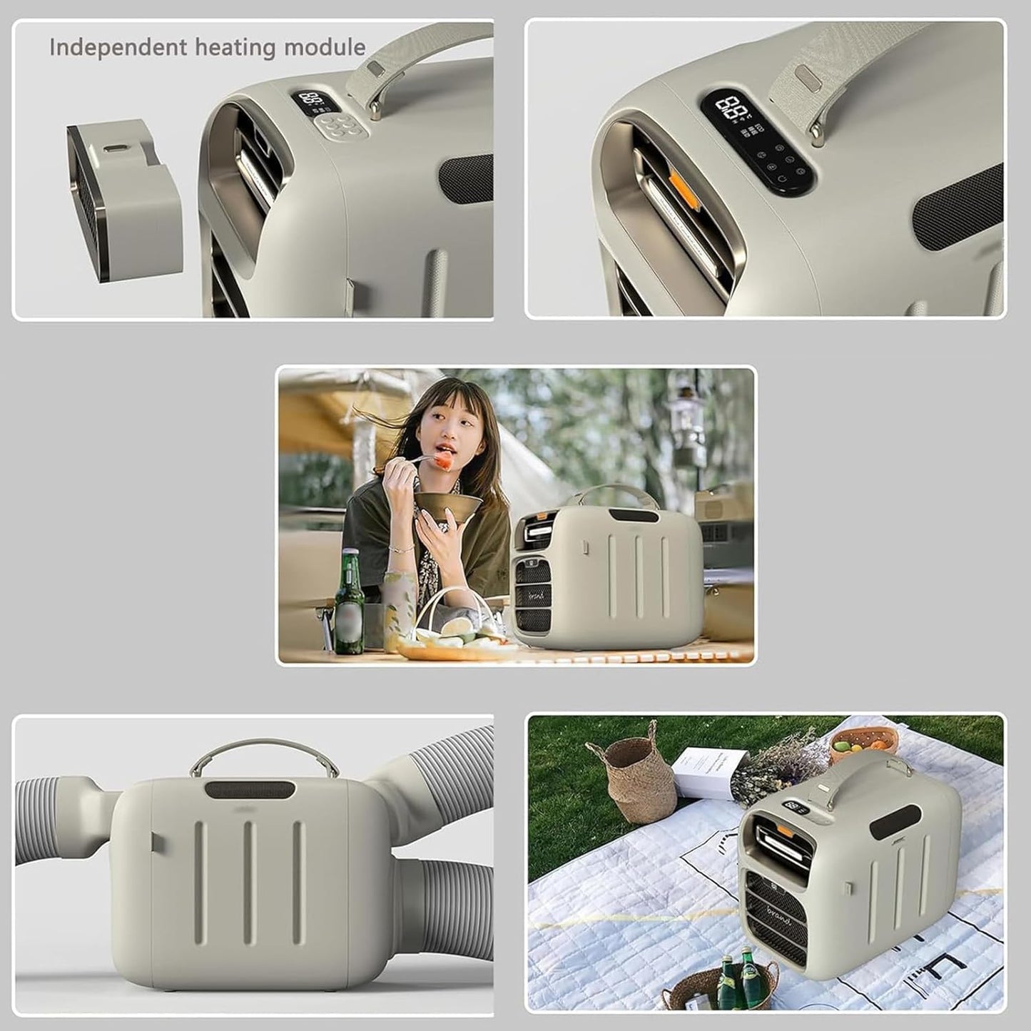  Climatisation Portable 420W, Compresseur Refroidisseur D'air Sans Montage De Fenêtre. Calme <42dB, Affichage Tactile Et Télécommande.Idéal Pour Camping-Car, Tente Et Camping.Aucun Drain Nécessaire.