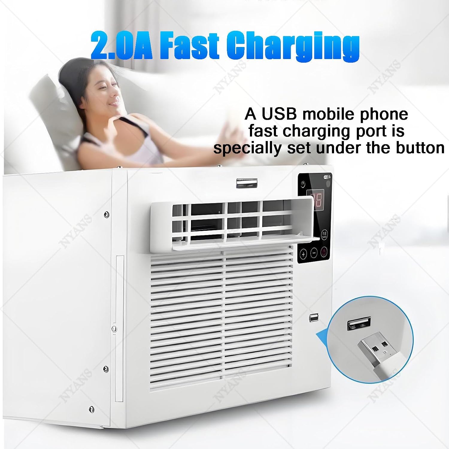 GENERIC Climatiseur Portable, Déshumidificateur à Refroidissement Rapide Pour Chambre à Coucher, Cuisine, Maison De Location, Dortoir, Sans Unité Extérieure, Moustiquaire Incluse