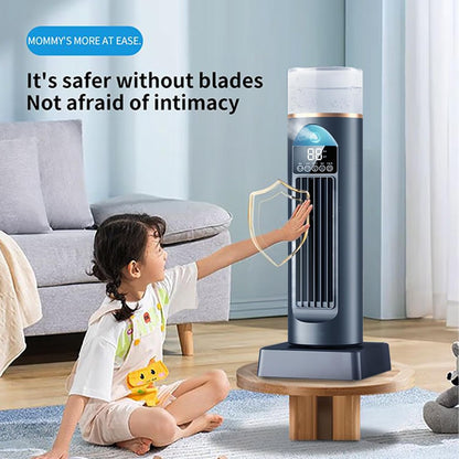 GENERIC Ventilateur D'air Froid | Ventilateur D'air Frais Pour Chambre à Coucher, Refroidisseur Oscillant Sans Pales à 6 Vitesses Avec Télécommande Et Réservoir D'eau, Humidificateur Pour Maison, Bureau
