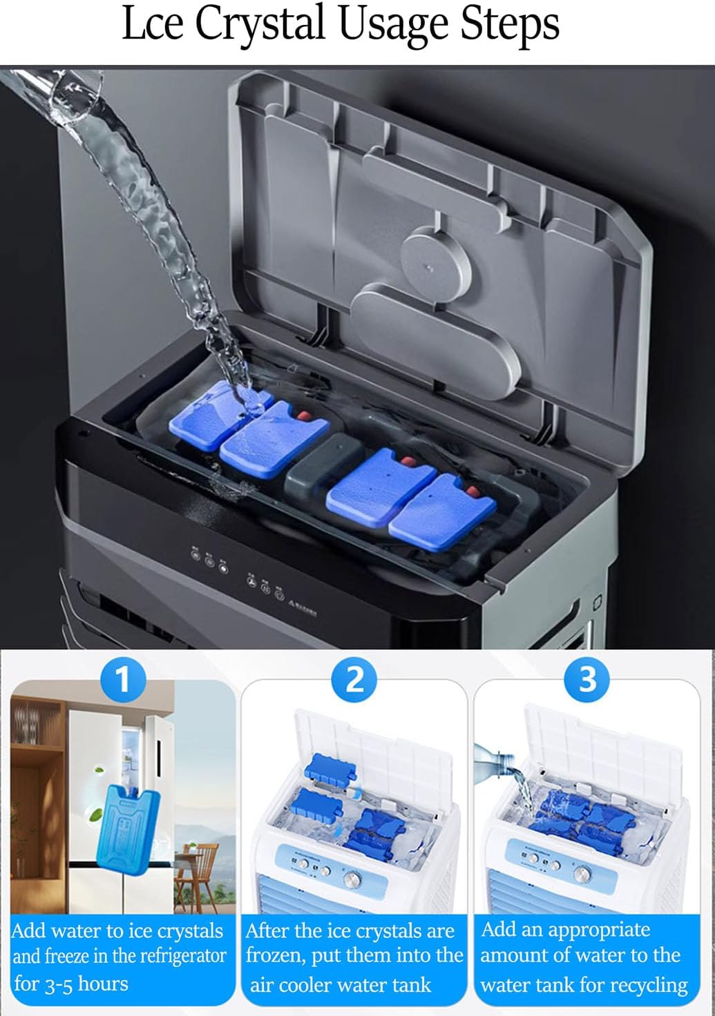 GENERIC Refroidisseur D'évaporation Portable 45L Avec Télécommande, 12H Minuterie, 3 Modes Et Fonctionnement Silencieux, Refroidissement à Air Mobile Sans Tuyau D'échappement Pour La Chambre Et Le Bureau