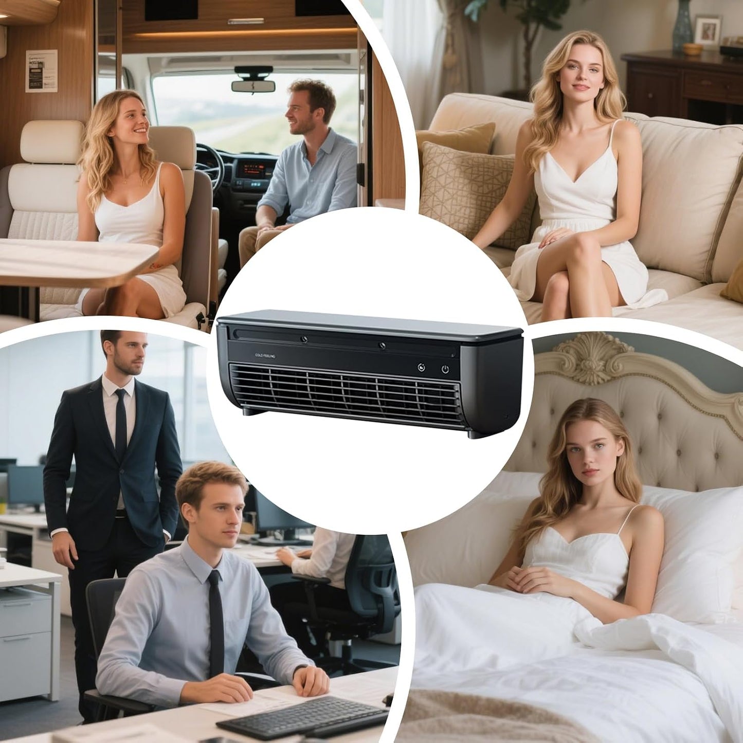  Ventilateur Rafraîchisseur D'Air - Ventilateur Portable Climatiseur - Appareil De Ventilation Trois Vitesses Avec Chargeur Sans Fil Pour Maison Chambre Camping Car Salle De Bain Cuisine Salle De Sport